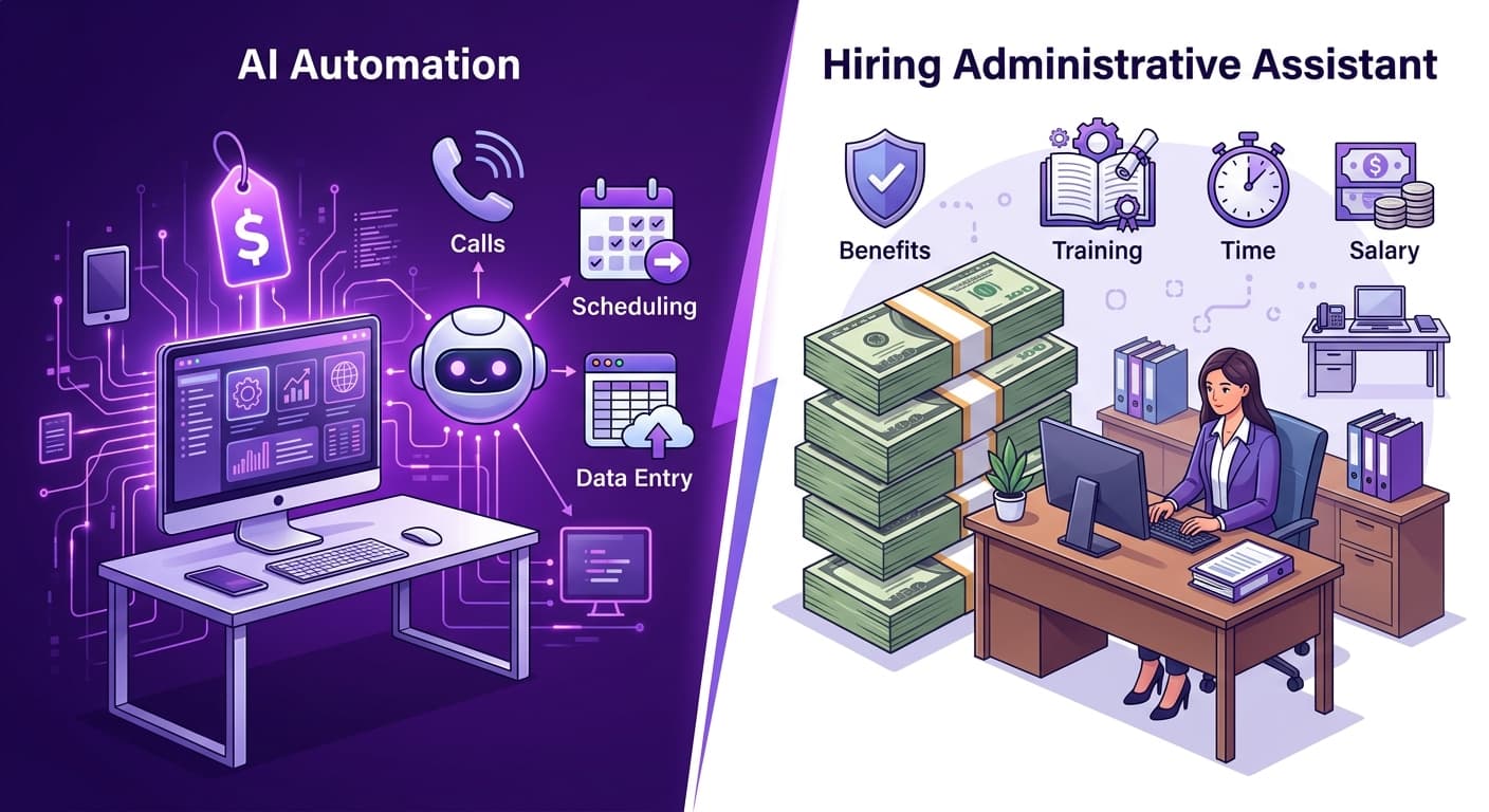 Cost comparison of AI automation versus hiring an administrative assistant